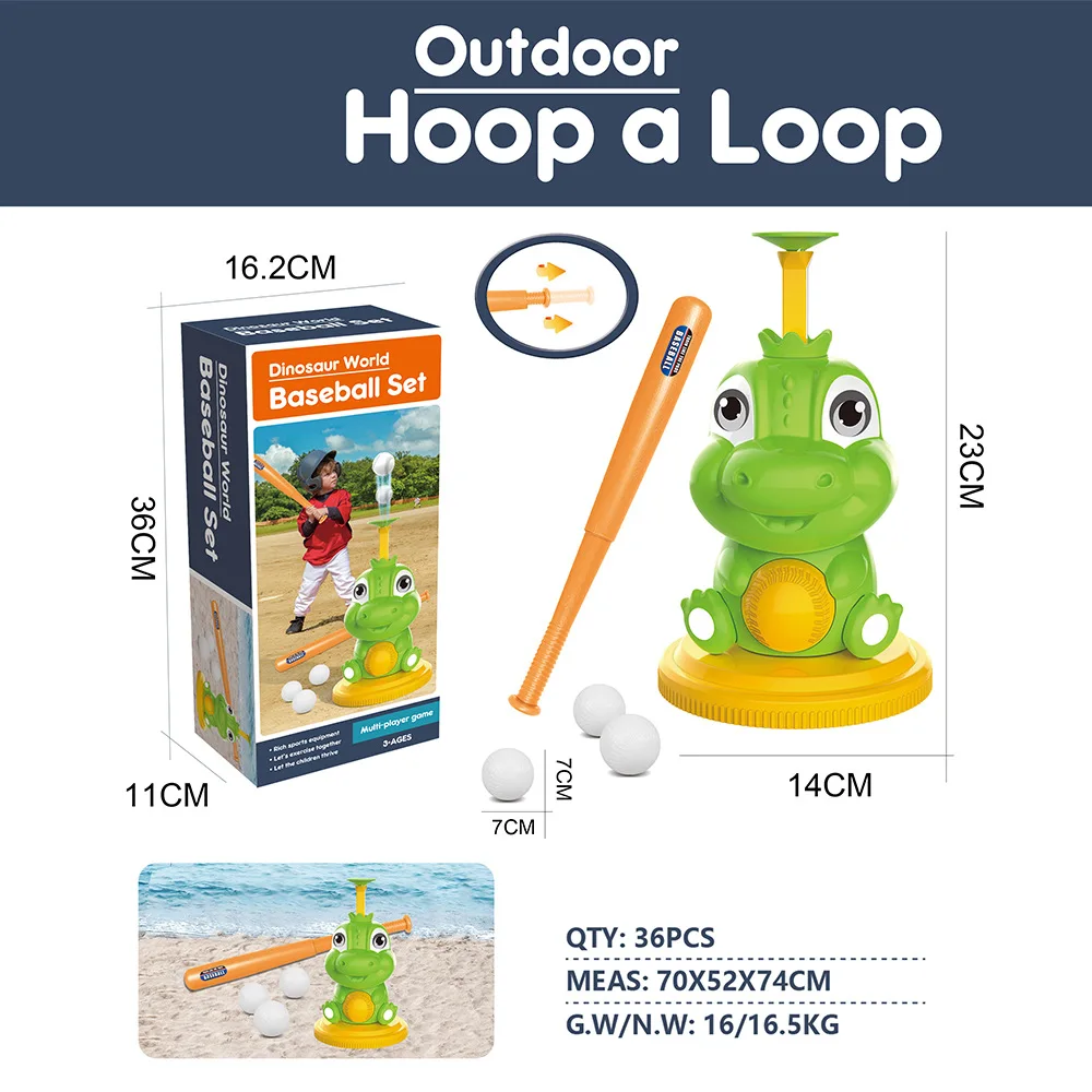 Dinosaur baseball ejection serve set, outdoor casual baseball sports toy gift