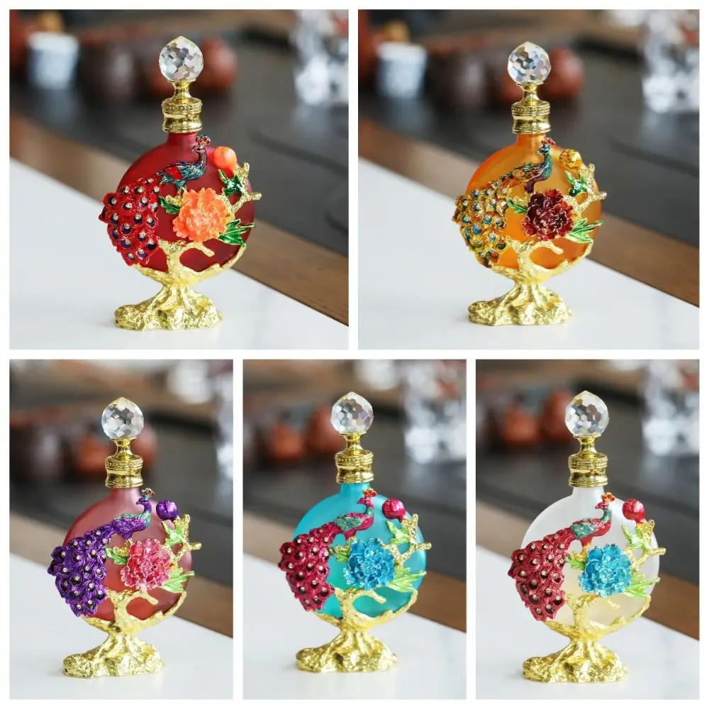 

Luxury Essential Oil Dropper Bottle Dubai Style 30ML Empty Perfume Bottle Flower Branch Pattern Vintage Glass