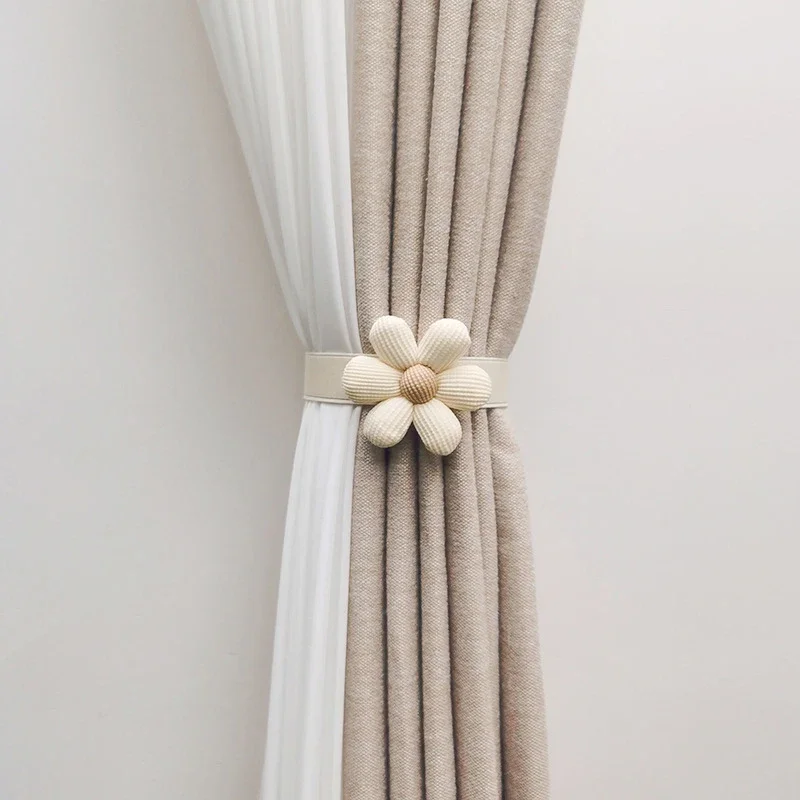 1Pcs Flower Shape Curtain Tieback Elastic Band Window Curtain Buckles Magnetic Buckle Curtain Rope Holders Kids Room Home Decor