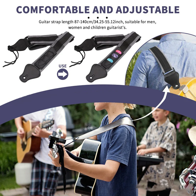 Guitar Strap Bass Eletric Acoustic Adjustable Non Slip Wide Shoulder Padded Straps for Heavy Guitars Guitarist