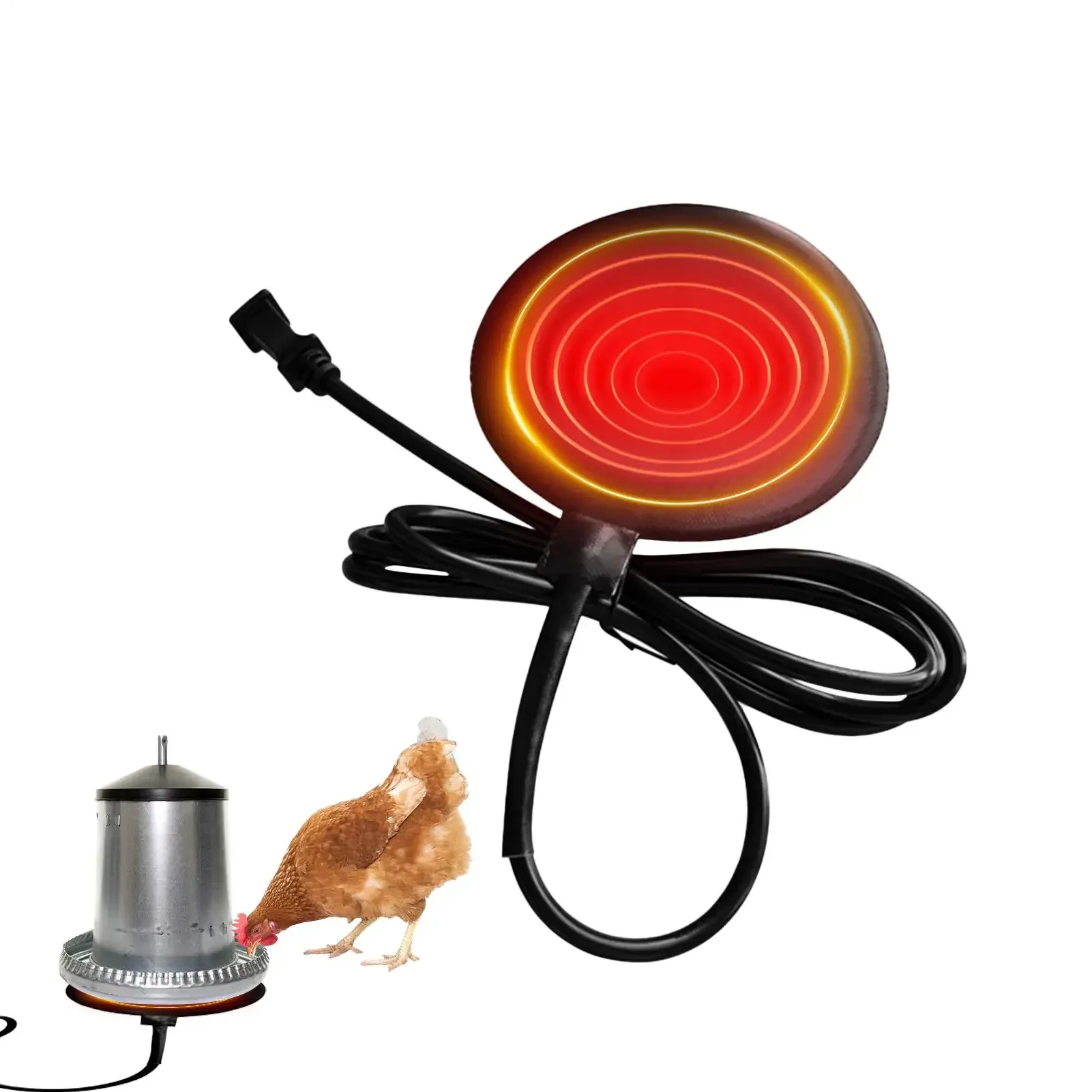 Poultry Water Dispenser Heating Pad 5.9 Inch Silicone Freeze Proof Heating Pad 20W Poultry Water Heater With 71Inch Cord EU Plug