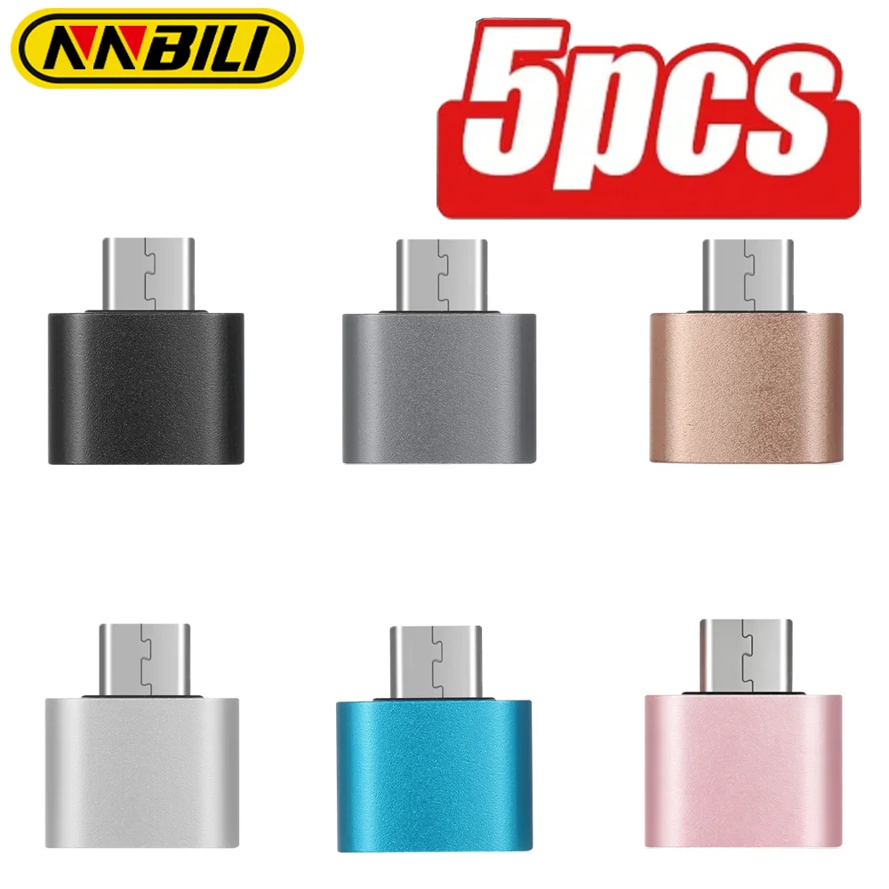 NNBILI 5pcs USB C Adapter Type C to USB 3.0 Adapter Type-C Adapter OTG Cable For Xiaomi Macbook Pro Air Samsung S10 S9 USB OTG