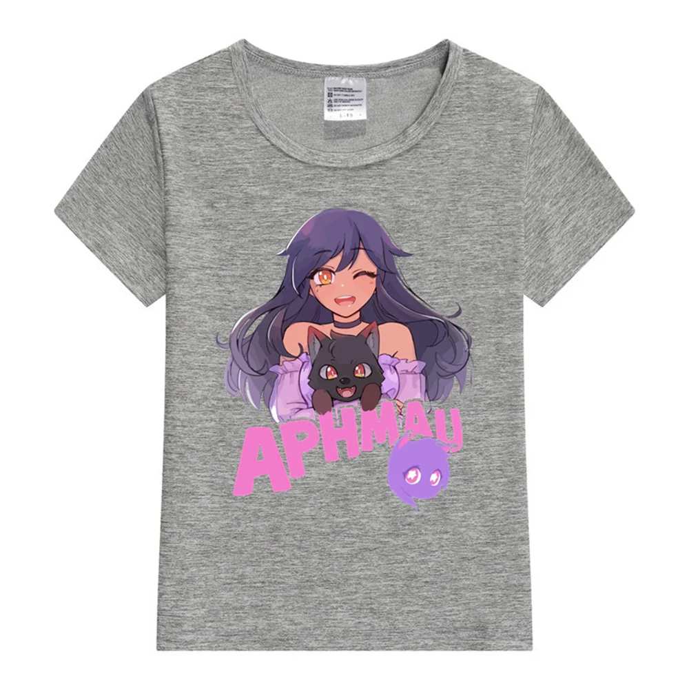 Aphmau purple wolf Kids T-Shirt Princess Print Children's Clothing Cartoon Anime Boys Girls Shirt Cat Print Summer Tops Tee