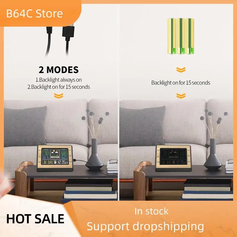 

B64C Беспроводная метеостанция 6-дюймовый цветной экран цифровой измеритель температуры и влажности станция прогноза погоды с датчиком