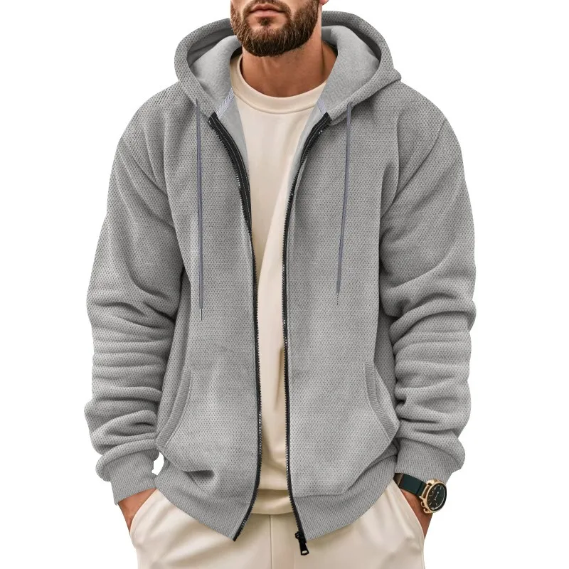 Men's Fleece Lined Winter Hooded Jacket Thermal Zip Up Sweatshirt, Casual Outdoor Warm Coat Sportswear for Men Coats