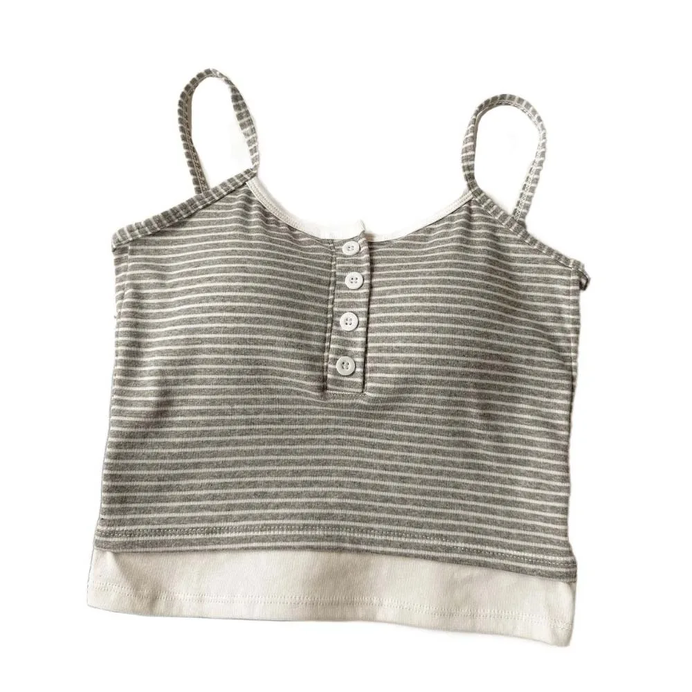 

Stripe Pattern Stripe Skinny Vest Tops Sleeveless Beauty Back Camisole with Bra Pads Streetwear Slim Fit Y2K Slim Crop Top Club