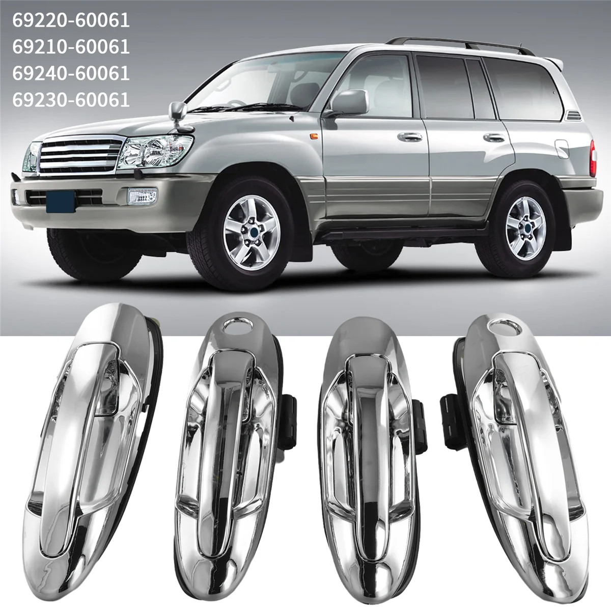 

# 199G Передняя задняя левая и правая внешняя ручка двери для Toyota Land Cruiser (серебристая)