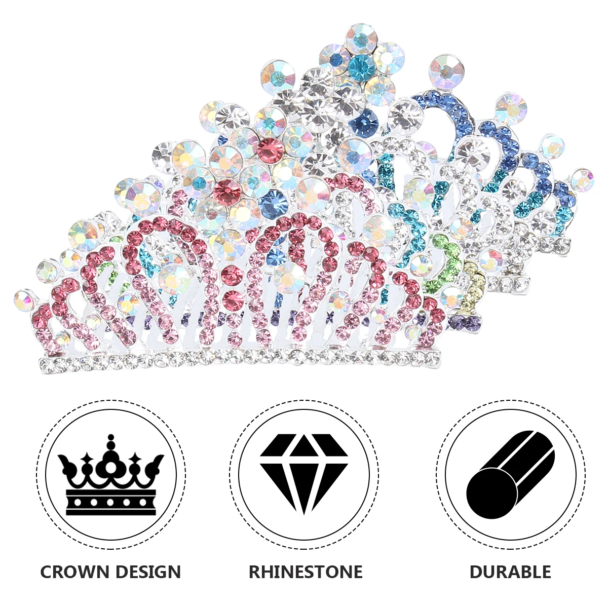 

4Pcs Tiara Sparkle Crystal Rhinestone Hair Comb Crown Elegant Birthday Party Performance Hair Accessory Tiara