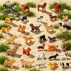 Realistic Hand Painted Plastic Puppy Animal Figurines Playset Mini Dog Model Cake Toppers Early Cognition Toy Table Gifts