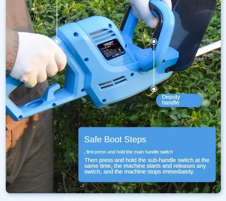 220V Electric Garden Hedge Trimmer with Lithium Battery and Flower Grass Cutting Function