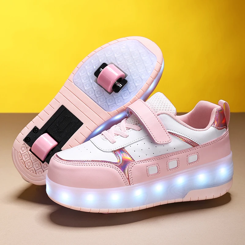 

Children's Luminous Sports Shoes Fashionable Outdoor Roller Skating USB Charging LED Lights Casual Training Sneakers for Kids