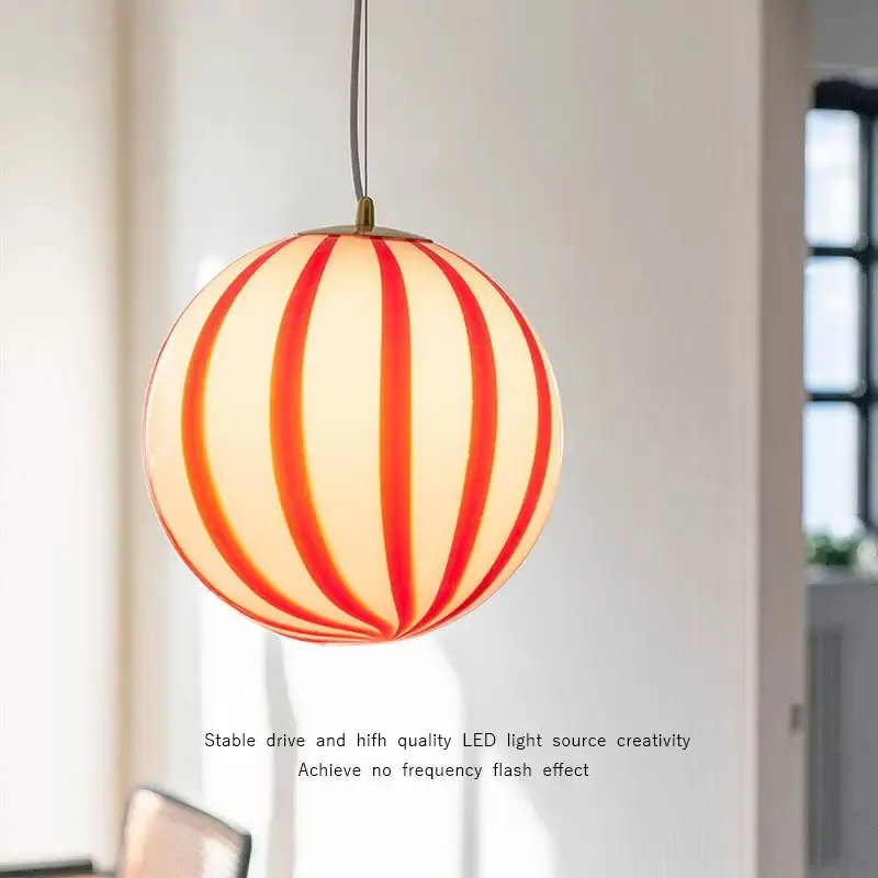 Modern Lollipop Glass Ball Pendant Light LED Round Hanging Chandelier for Kids Bedroom Living Room Shop Art Decor