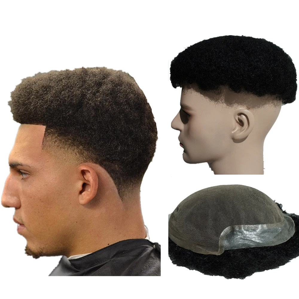 Nlw 4mm afro curl Männer Toupet Haare rsatz system für Männer volle Spitze Haar teile Haar prothese Haar einheiten Basis 10*8