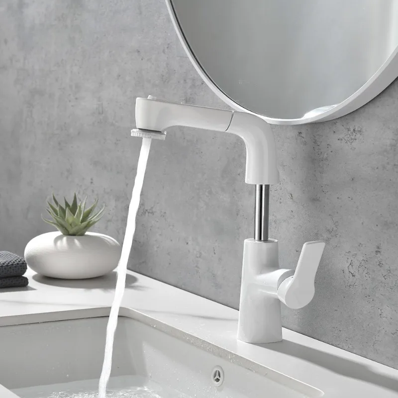 Basin faucet, all-copper hot and cold belt face brush can switch the water outlet mode, can be pulled up and lowered to