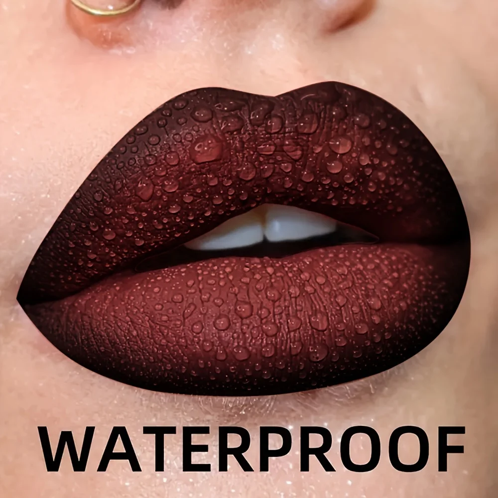 Pudaier Set di 2 rossetti opachi e matite per labbra: impermeabile, resistente al sudore, duraturo, facile da applicare