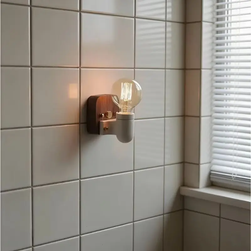 Ceramic Wall Lamp Base E27 Bulb Socket Holder, Glossy Finish Wall Mounted Light Fixture for Home Decor, White/Black