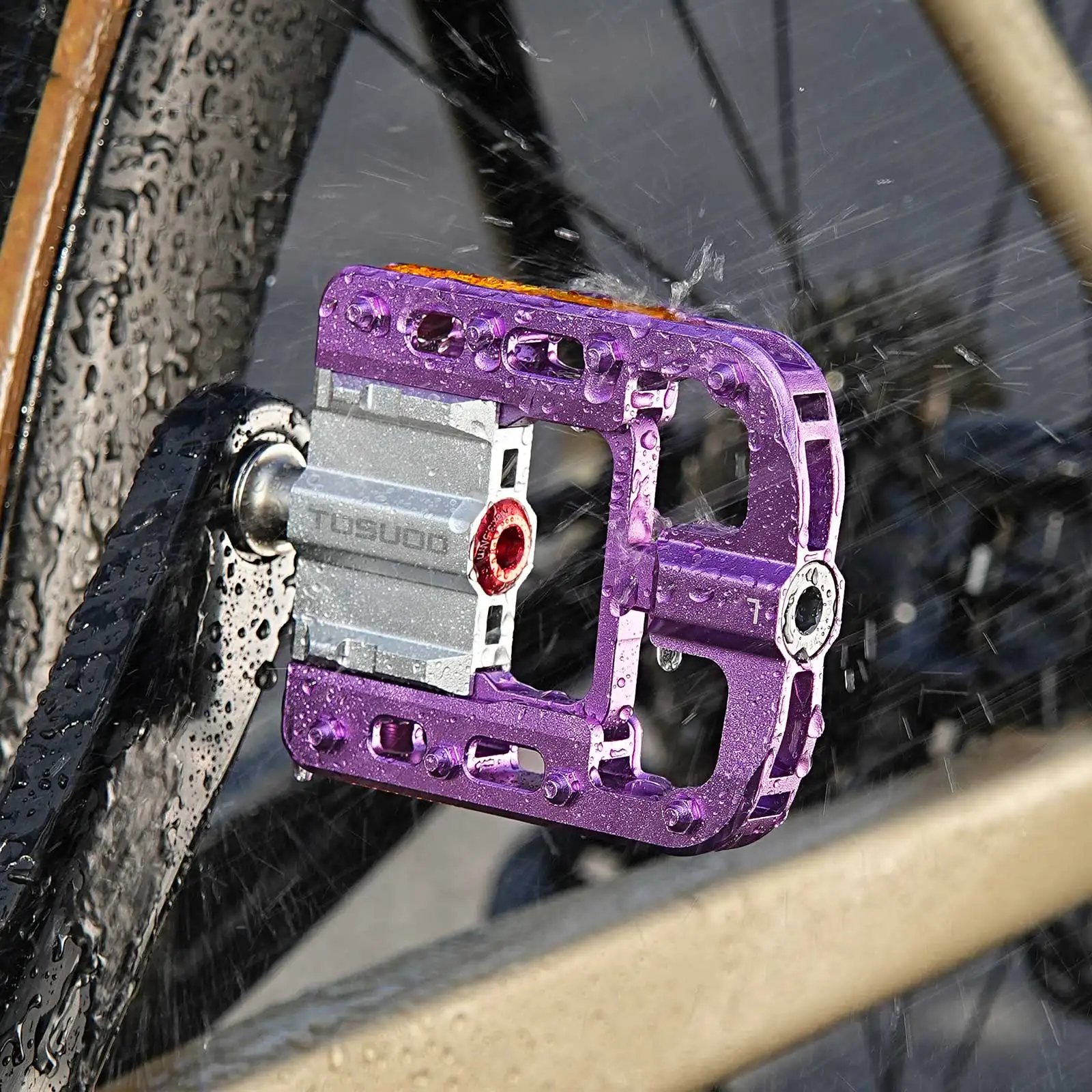 TOSUOD Aluminium-Legierung Fahrradpedale Rutschfeste CNC MTB Rennrad Flachpedale 3 Lager Fahrradpedale – Detail 14