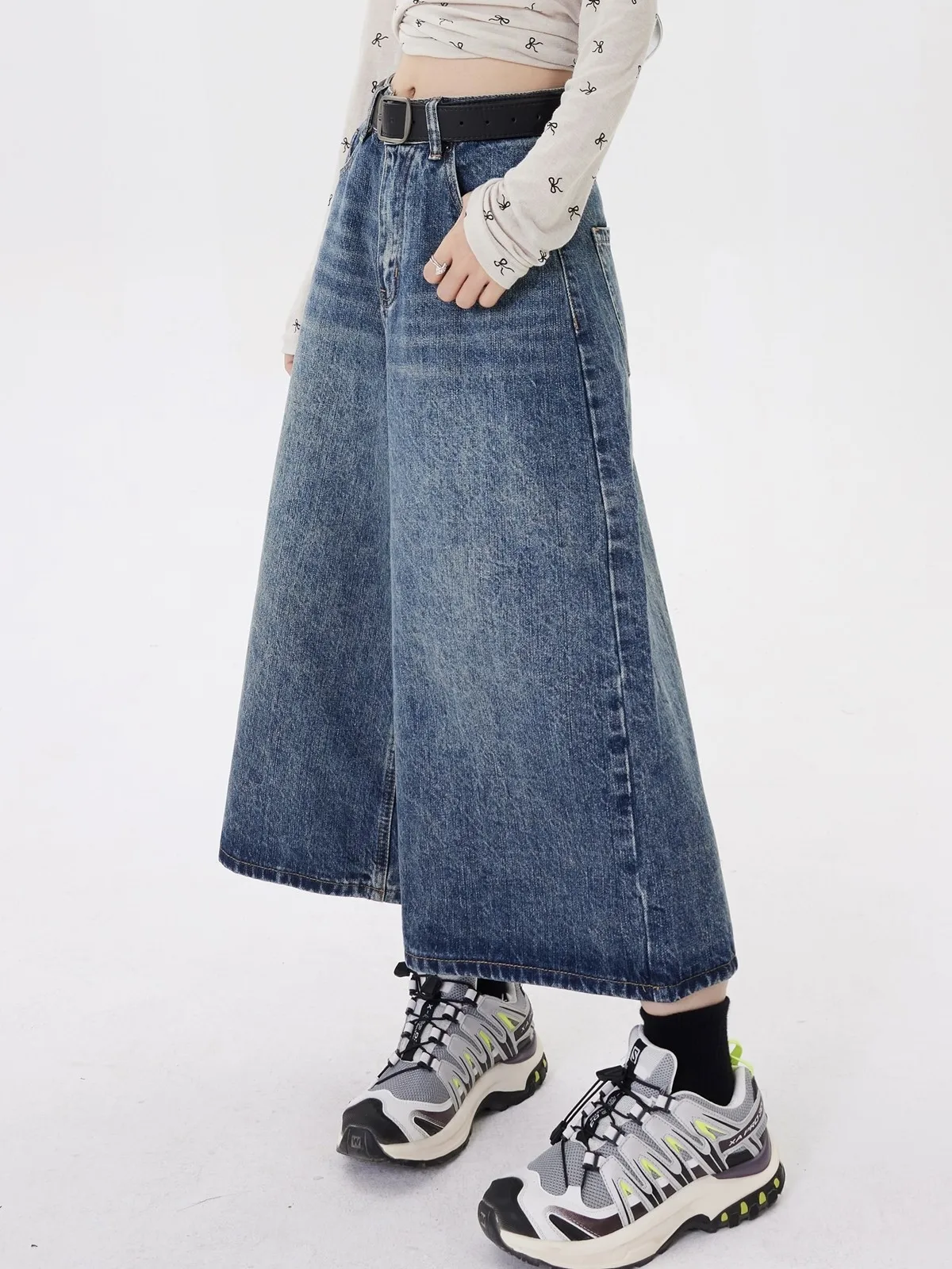 ZHISILAO New Vintage Calf-length Jeans Women Casual Y2K High Waist Wide Leg Jeans Shorts Summer 2024