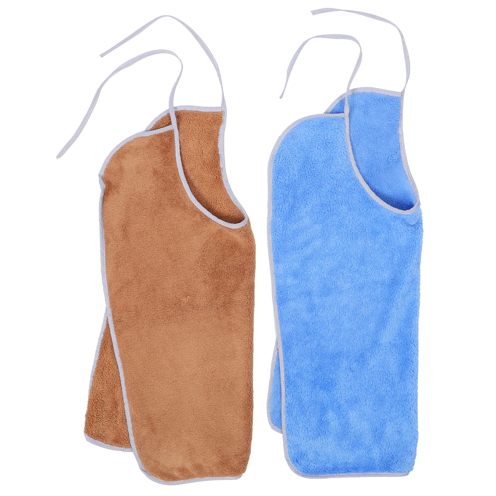 

2Pcs Waterproof Bib Adult Elderly Feeding Apron for Mealtime Protection Soft Absorbent Reusable Clothes Guard for Seniors