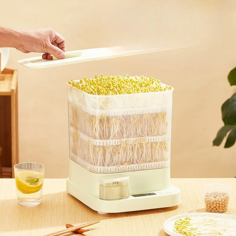 

220vBean Sprout Growing Machine 3-layer Automatic Water Spray Household Fully Automatic Large Capacity Seasonal Vegetable Bucket
