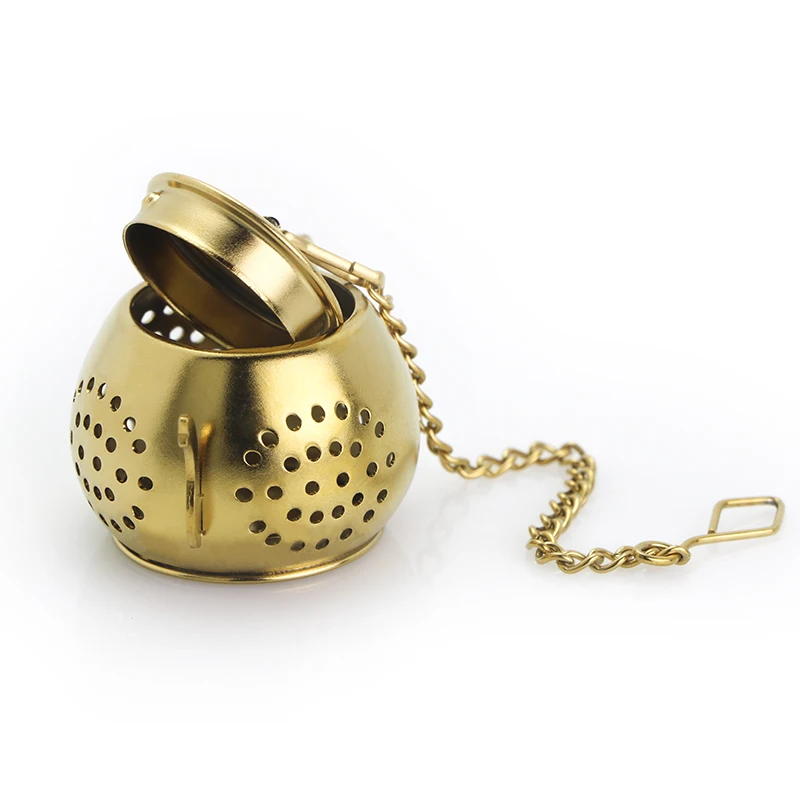 Titanium Tea Strainer Loose Leaf Tea Infuser Ball With Chain And Drip Tray Mini Filter For Mug Cup And Pitcher