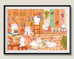 9ct 60x80cm Study Room Rabbits DIY Chinese Style Printed Kits Cross Stitch Needlework Set Home Decor Crafts