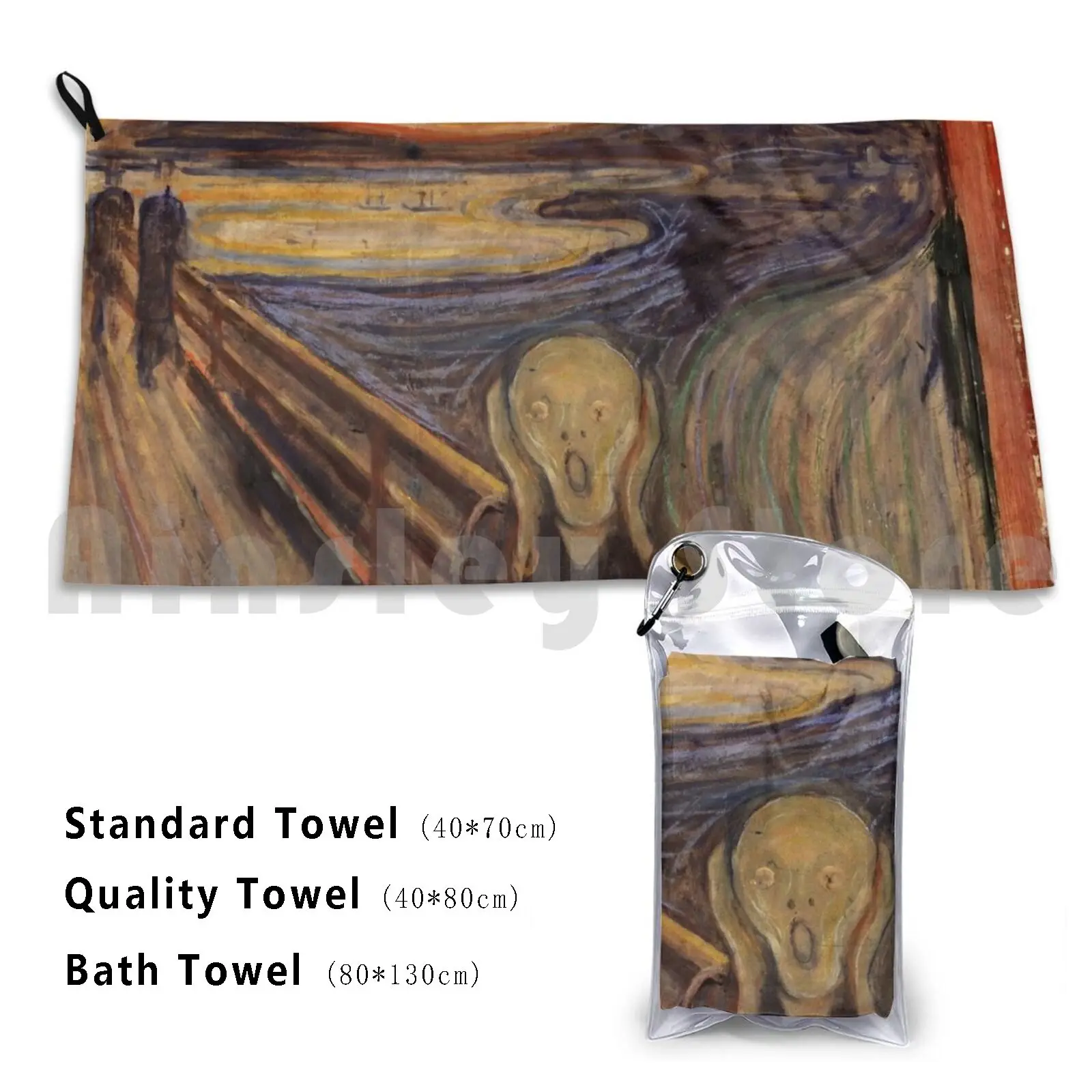 Munch's Scream Bath Towel Beach Cushion Scream Madness Munch 19th Century Modern Art Orange