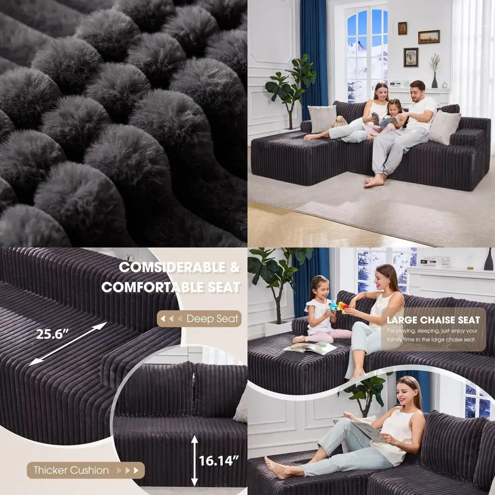 

Угловой диван-секционный L-образный диван на 3 места, диван-секционный с эффектом памяти для гостиной, диван Cloud Couch увеличенного размера