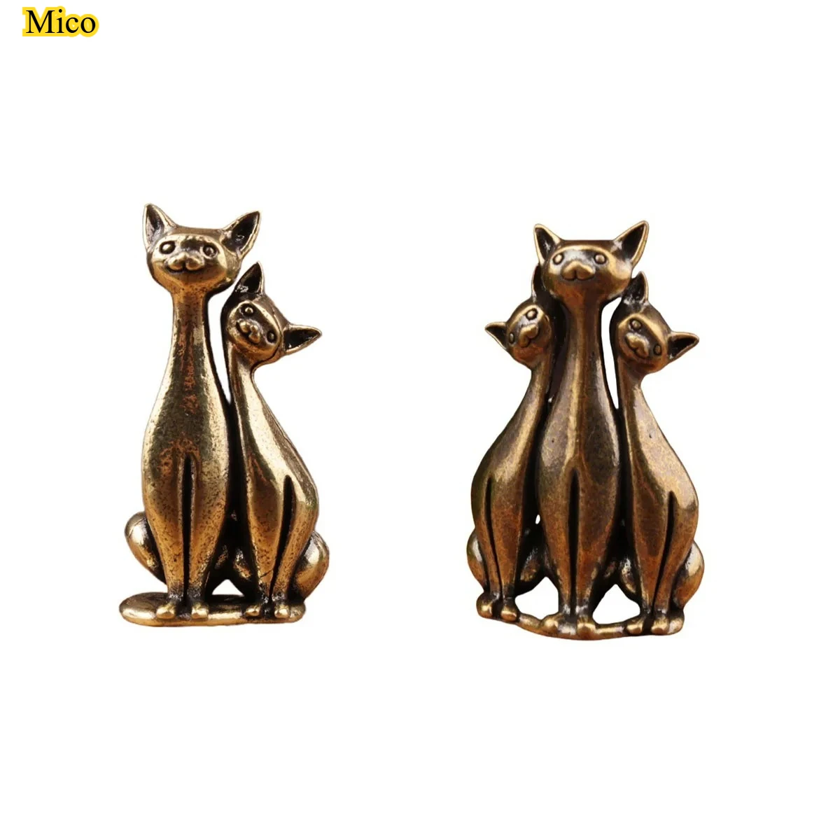 

Solid brass couple cute cat figurine, office desk, tea ceremony, tea pet decoration, landscaping gift, handicraft