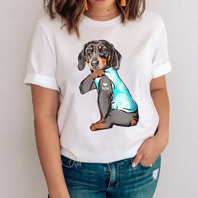 

Women Graphic Dog Paw Cartoon Kawaii Spring Autumn Animal 90s Vacation Lady Tees Print Tops Clothing Wear Tshirt T-Shirt