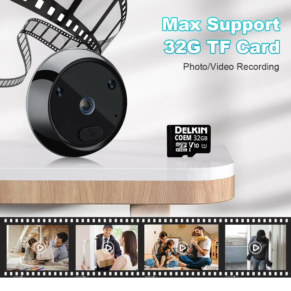 WSDCAM Door Peephole Camera 2.4" LCD Screen Electronic Door Camera Recording IR Night Digital Door Viewer Photo Smart Viewer