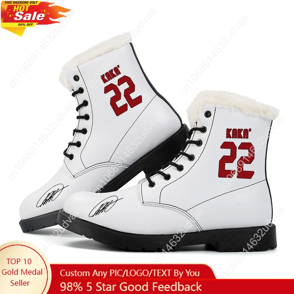 

Kaka No.22 Plush Boots Mens Womens Casual Shoes Brazil Soccer Star Keep Warm Leather Boot High Quality Customize Shoe