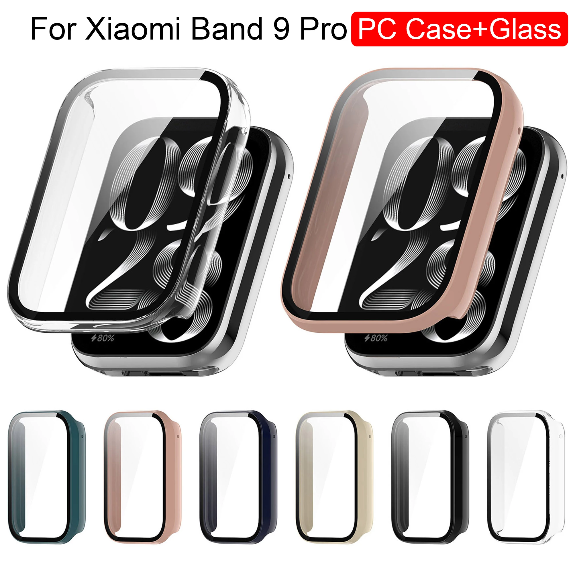 

Glass+Case For Xiaomi Band 9 Pro SmartWatch All-Around Screen Protector PC Bumper Tempered Glass For Xiaomi Mi Band 9 Pro New