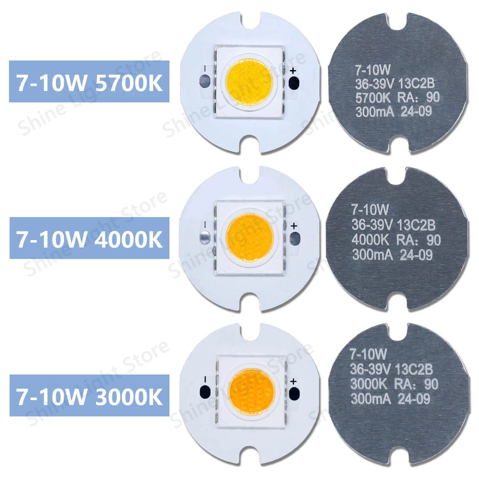 3pcs LED COB Light Source chips 7-10W DC36-39V 250-300mA Diode Light Beads Three Color LED Spotlights Tube Light Accessories