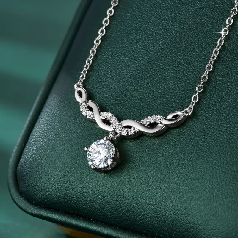 Lnngy Funkelnde 6,5 mm Moissanit-Halskette, 14 Karat Gold gefüllt, Infinity-Anhänger-Halsketten für Frauen, Valentinstag-Schmuckgeschenk – Detail 10