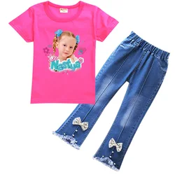 Dance Like Nastya Clothes Kids Summer Outfits Girls Short Sleeve T-shirt Jeans 2pcs Set Boys Clothing Children Sets