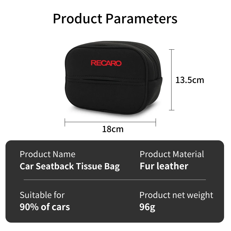 Car Seatback Tissue Box Paper Storage Bag Napkin Holder Accessories For Recaro Racing Auto Accessories