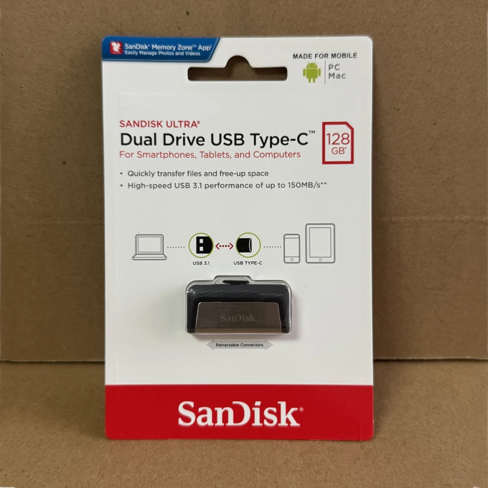 SanDisk Ultra Dual Drive USB Type-C SDDDC2 64GB 128GB 256GB — высокоскоростной флеш-накопитель с поддержкой OTG USB 3.1, скорость до 150 МБ/с.