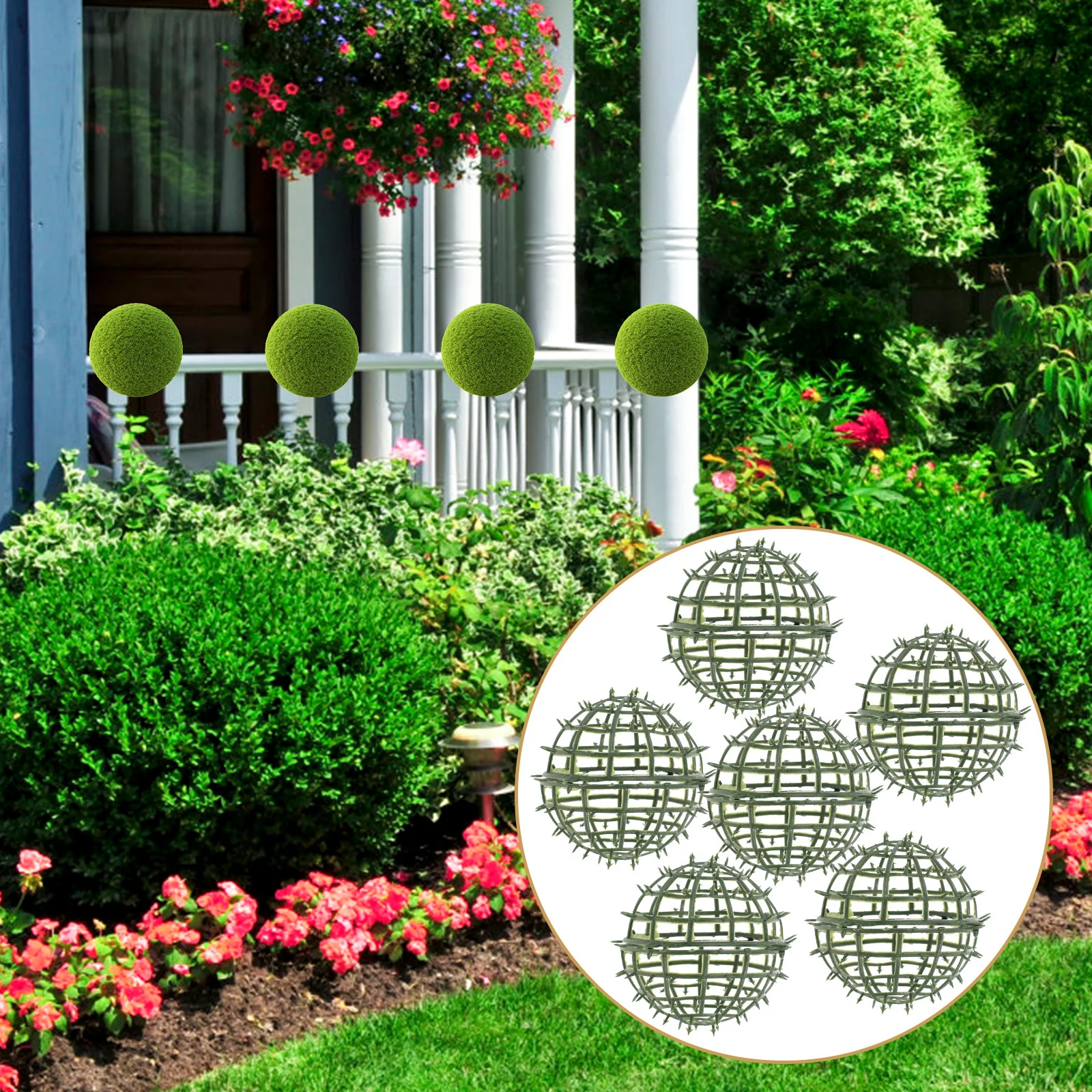 

6pcs Grass Ball Rack Decorative Flower Arrangement Holder Premium Plastic Topiary Cage For Wedding Party Garden Art Supply