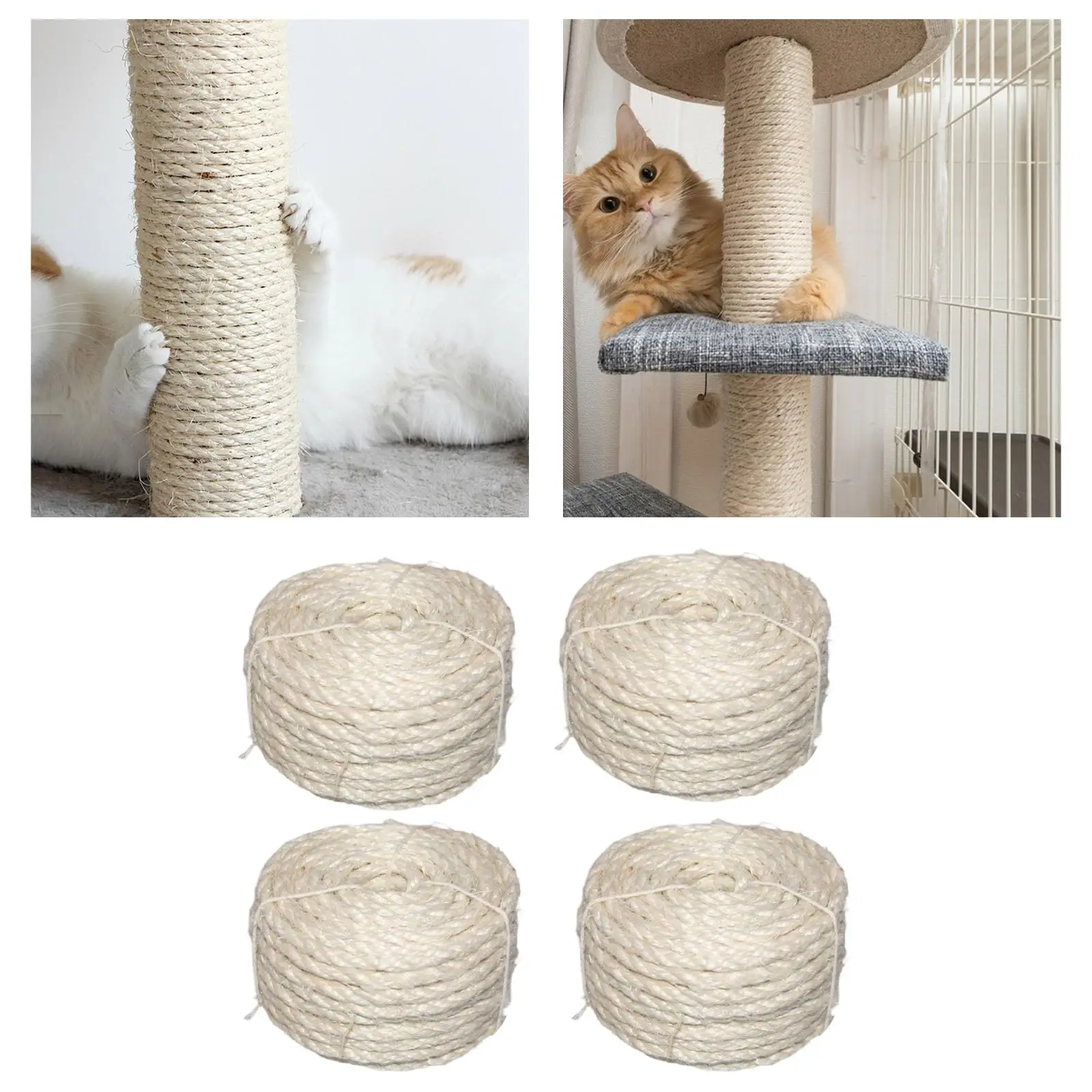 Sisal Rope Cat Scratch Post Multipurpose Pet Cord Presents Grinding Claw Crafts DIY Playing Toy Twine Rope Braided Hemp Rope