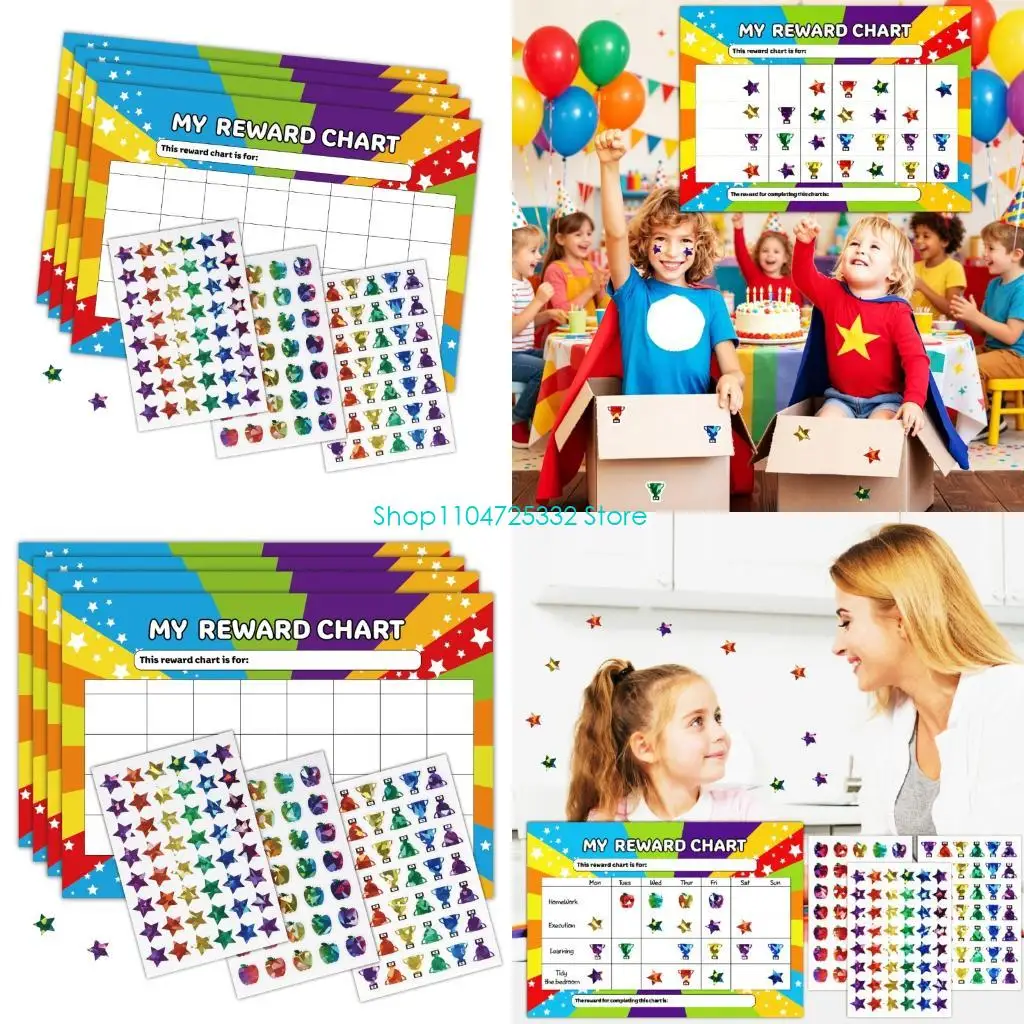 

P5EA Adhesive Star Reward Sticker with My Chore Chart Sheet Kids Motivation Set