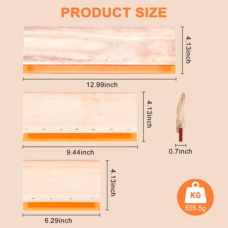 InjScreen-Raclette pour Impression d'Encre, Outils de Planche à Gratter, 16cm, 24cm, 33cm, 3 Pièces