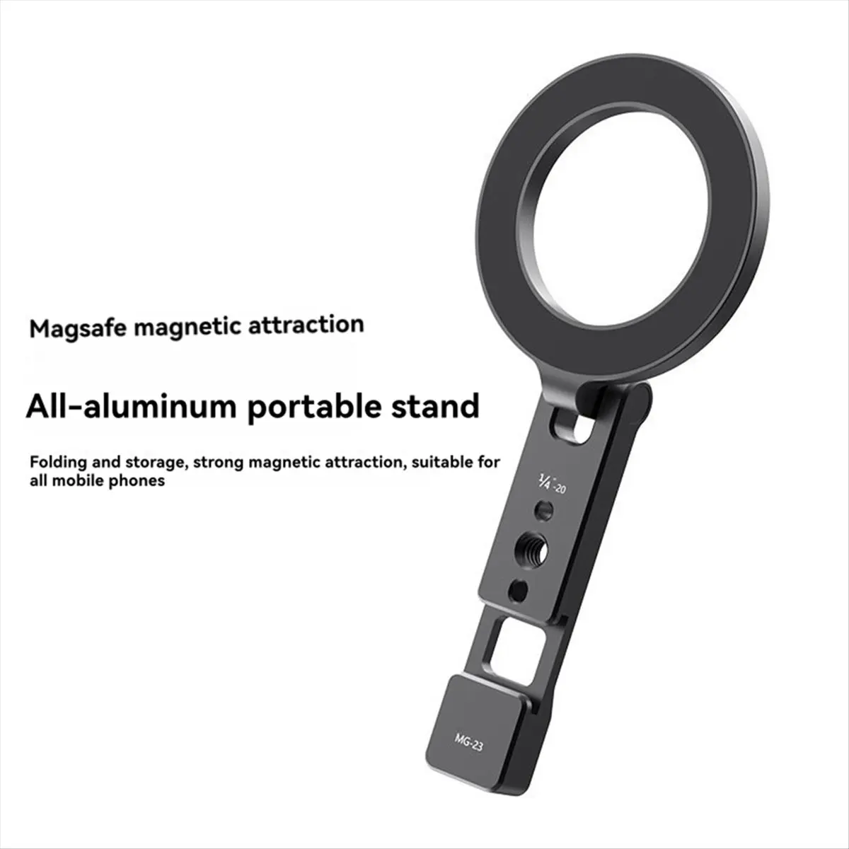 DT81 Travel Magnetic Phone Mount - Vrig Foldable Mg-23 with Cold Shoe & Tripod Hole for on-the-Go Vloggers Pocket Tripods