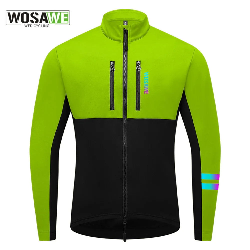 WOSAWE Men's Winter Cycling Jacket Warm Fleece Windbreaker Coat For Men Windproof Outdoor Man Cycling Clothing Hiking