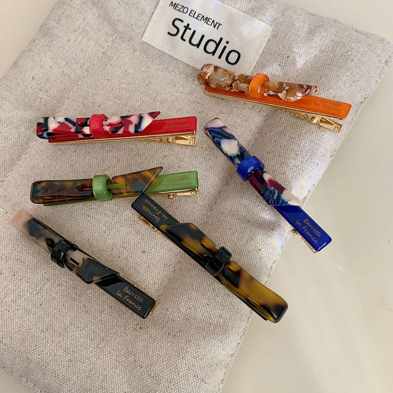 Ins Hot Sale Wholesale Cute Bowknot Side Clip For Sweet Girls Delicate Retro Acetate Duck Beak Clip Hair Accessories