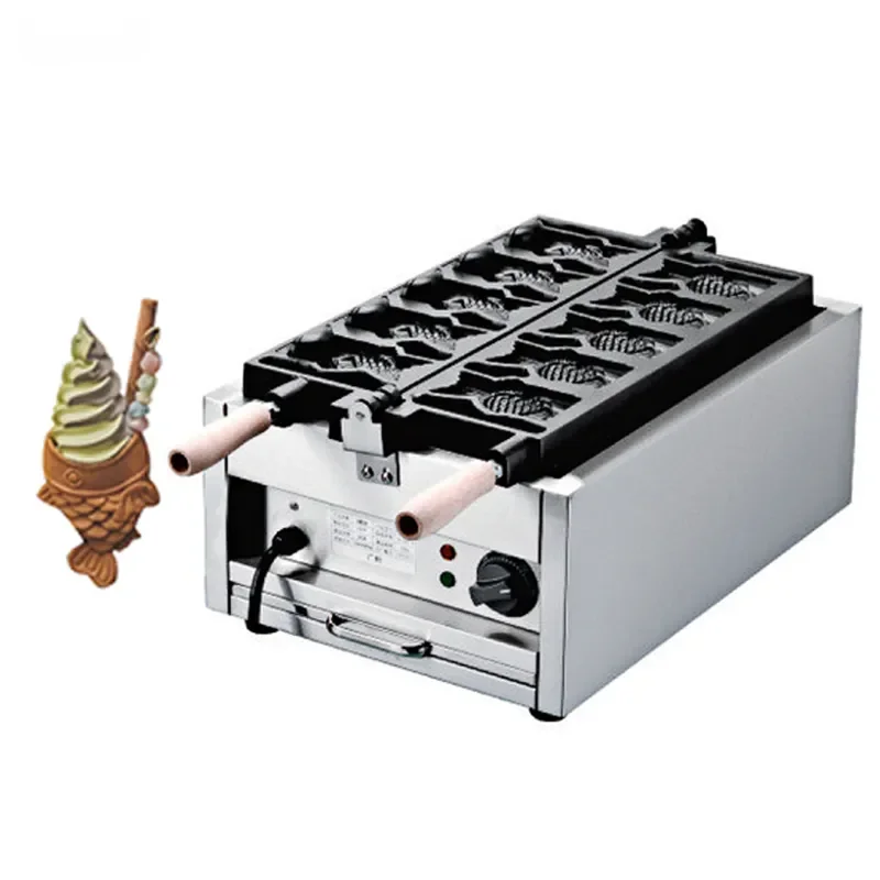 New Design Gas Electric 5 in 1 Open Fish Shaped Waffle Maker Ice Cream Cone Taiyaki Braised Waffle Machine