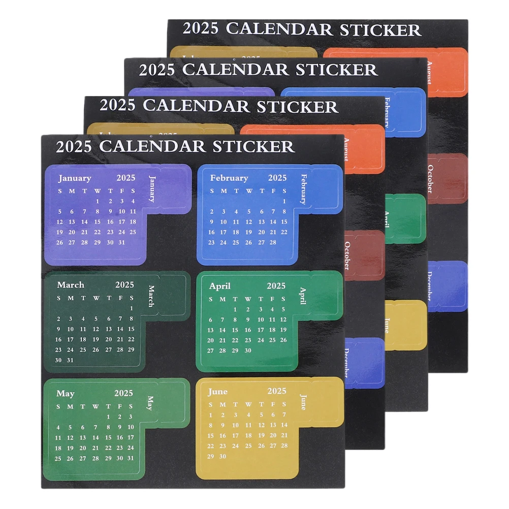

4 Packs 2025 DIY Planner Stickers Monthly Tabs Daily Date Labels Calendar Note Pad Office Supplies