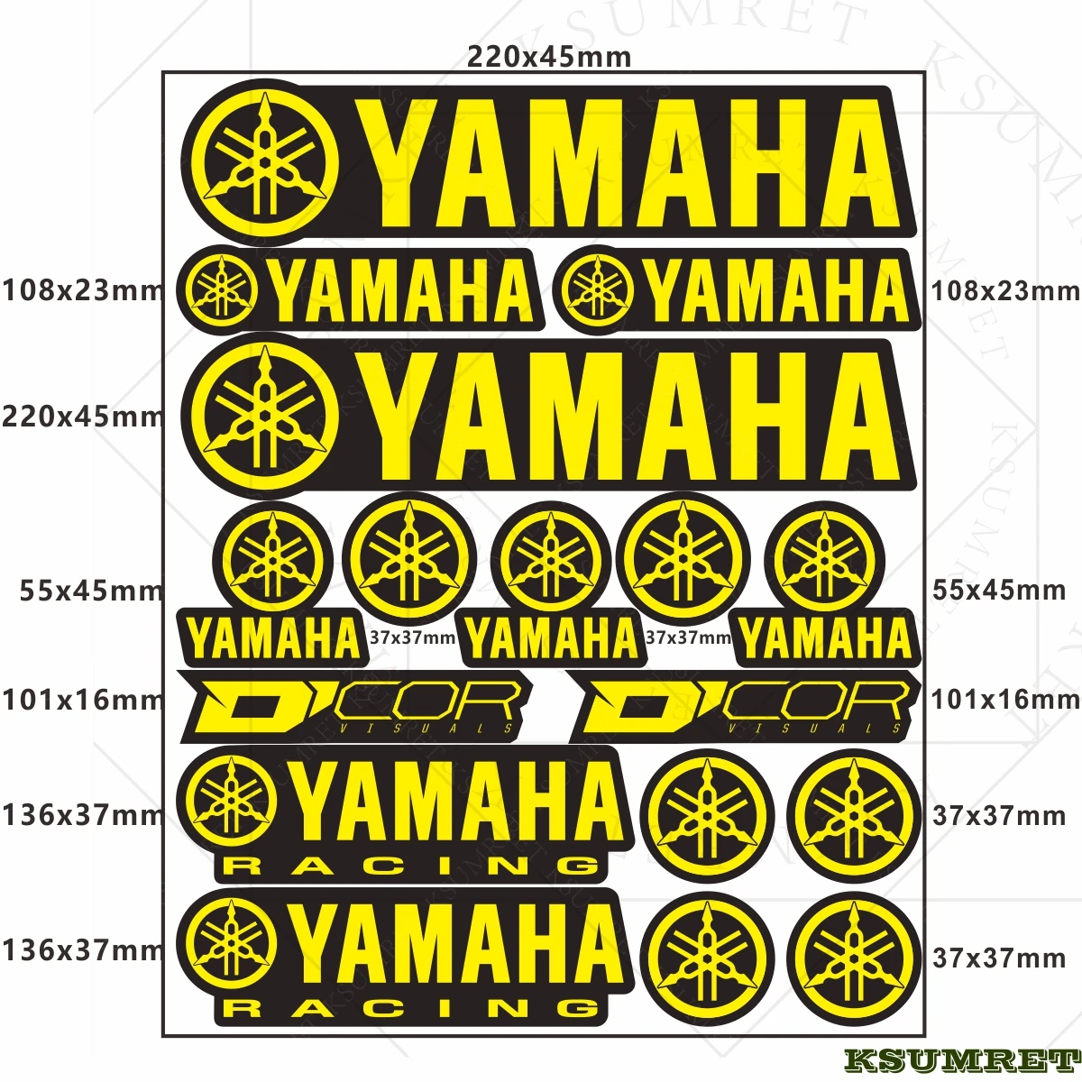 الفينيل لياماها DCOR Visuals ملصقات الدراجات النارية شعارات شعار مائي