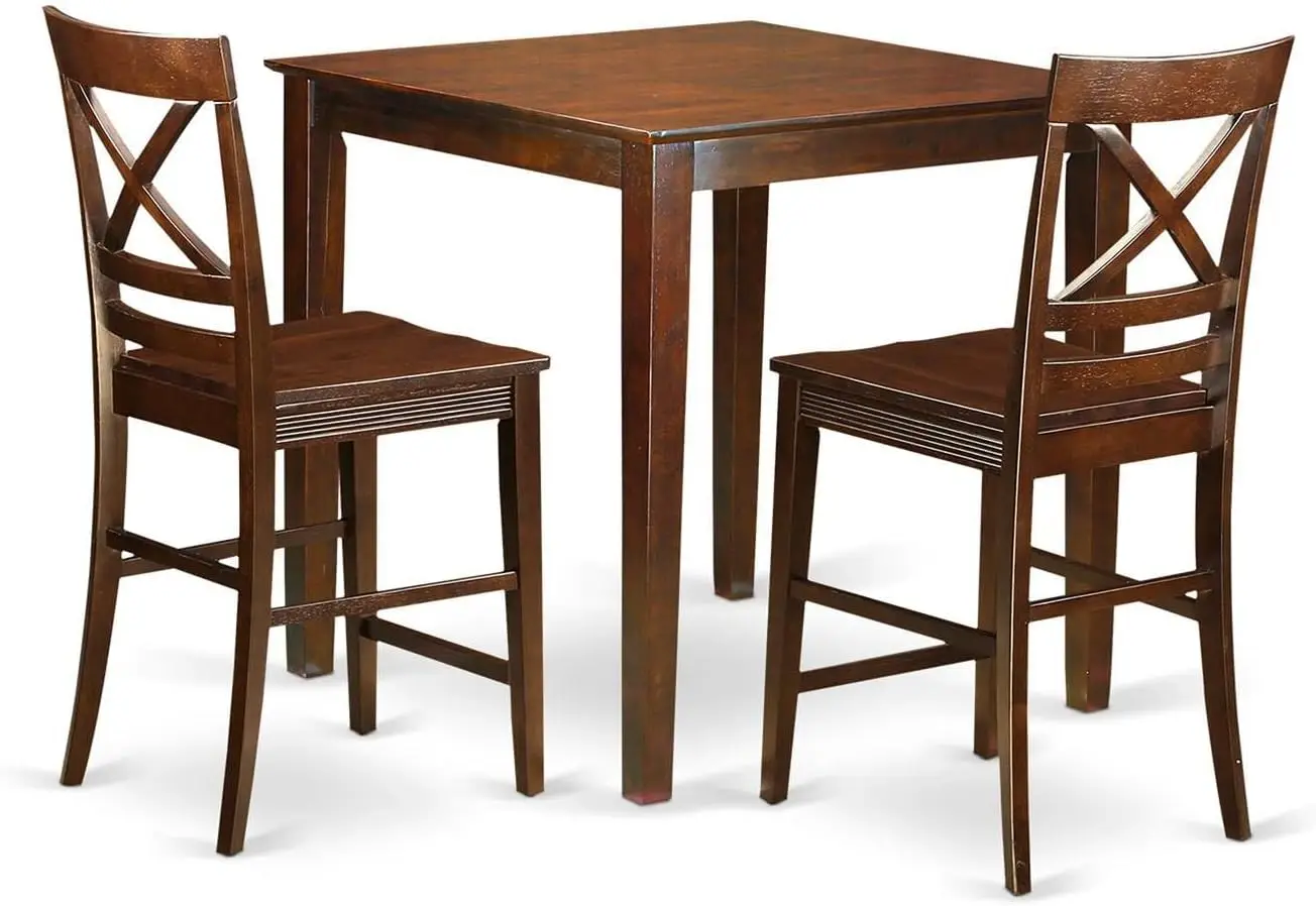 

East West Furniture Vnqu3-Mah-W 3 Piece Counter Height Pub Set For Small Spaces Contains A Square Dining Room Table And 2