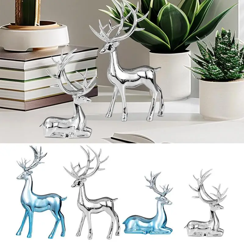 Lucky Deer Sculptures Sitting And Standing Christmas Deer Ornaments Beautiful Resin Deer Ornaments Funny Reindeer Christmas